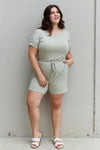 Chilled Out Full Size Short Sleeve Romper in Light Sage
