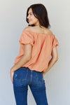 Light The Way Off The Shoulder Puff Sleeve Blouse in Peach