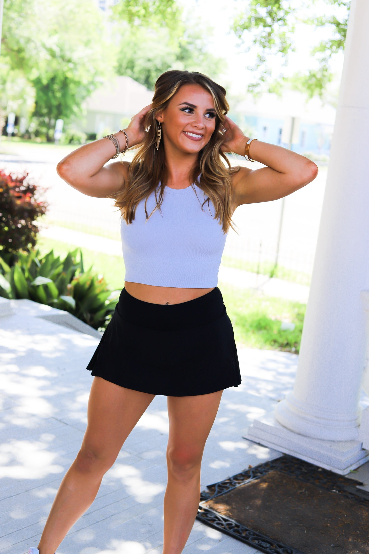 HIGH NECK SEAMLESS TOP ICE BLUE